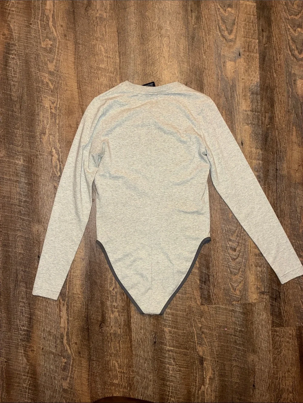 Nike Gray Long-Sleeve Logo Bodysuit with Black Trim